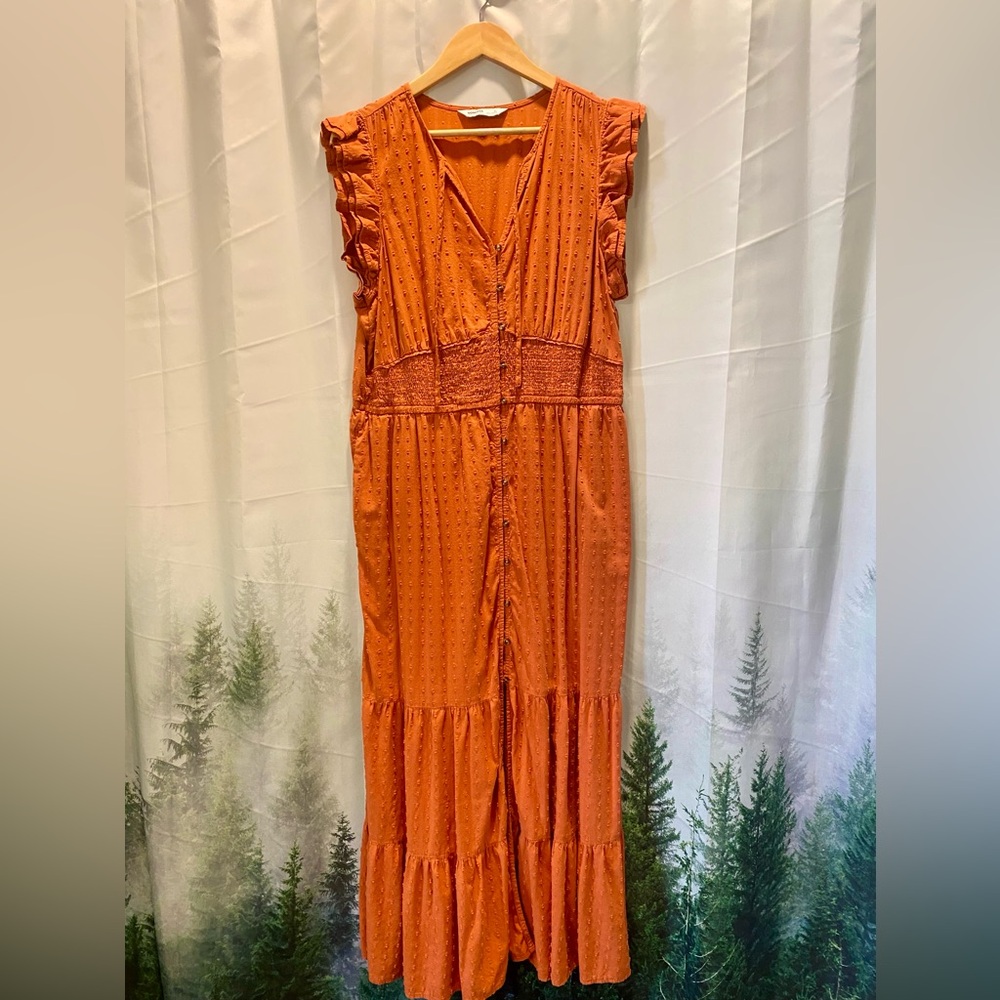 Sonoma Burnt Orange Boho Maxi Dress